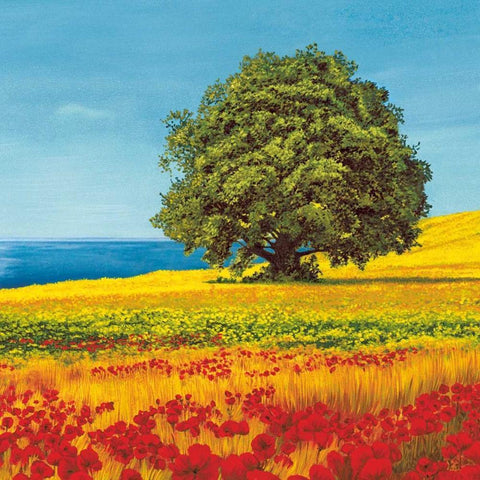 Albero sul mare I Black Ornate Wood Framed Art Print with Double Matting by Arnolfi, Giorgio