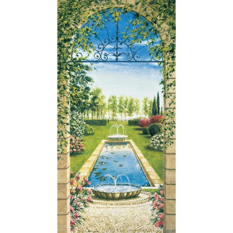 Giardino con ninfeo Gold Ornate Wood Framed Art Print with Double Matting by Mannarini, Giovanbattista