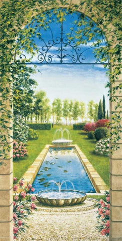 Giardino con ninfeo White Modern Wood Framed Art Print with Double Matting by Mannarini, Giovanbattista