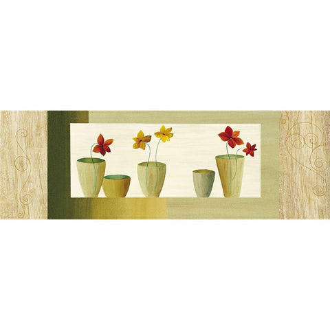 Vases avec fleurs II White Modern Wood Framed Art Print by Boulez, Genevieve