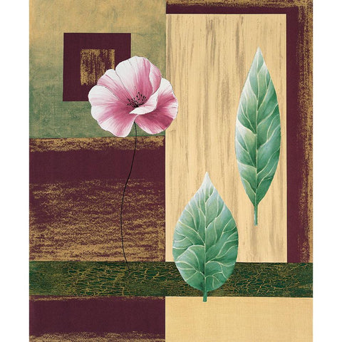 Coquelicots et feuilles I Black Modern Wood Framed Art Print by Boulez, Genevieve
