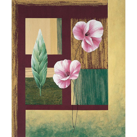 Coquelicots et feuilles II Black Modern Wood Framed Art Print by Boulez, Genevieve
