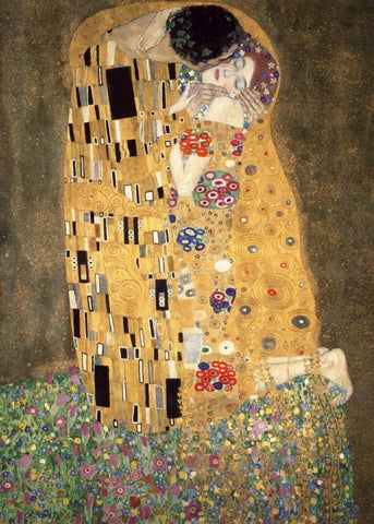 Der Kuss Black Ornate Wood Framed Art Print with Double Matting by Klimt, Gustav