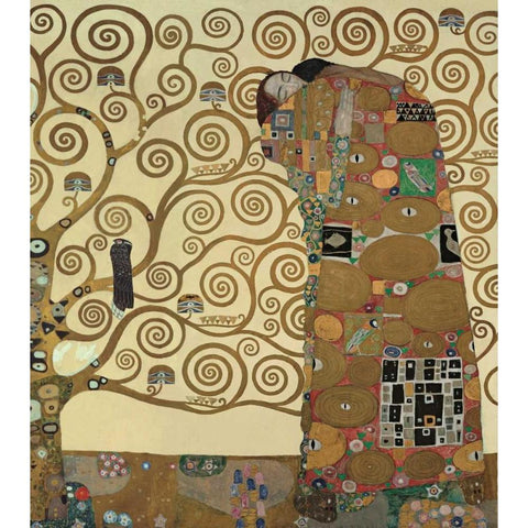 Die Erfullung White Modern Wood Framed Art Print by Klimt, Gustav