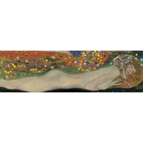 Sea Serpents III Black Modern Wood Framed Art Print with Double Matting by Klimt, Gustav