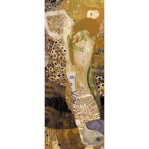 Sea Serpents II White Modern Wood Framed Art Print by Klimt, Gustav