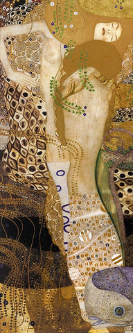 Sea Serpents II White Modern Wood Framed Art Print with Double Matting by Klimt, Gustav