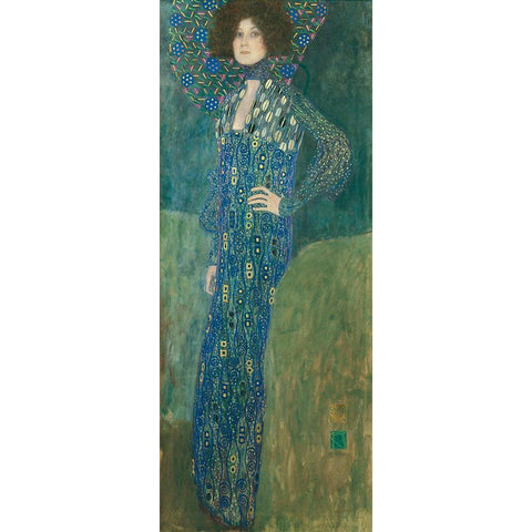 Portrait de Emilie Flge White Modern Wood Framed Art Print by Klimt, Gustav