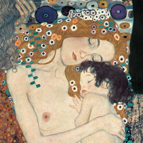 Le tre eta della donna Black Modern Wood Framed Art Print with Double Matting by Klimt, Gustav