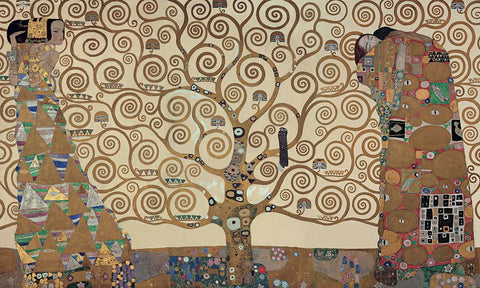 The Tree of Life - Stoclet F Black Ornate Wood Framed Art Print with Double Matting by Klimt, Gustav