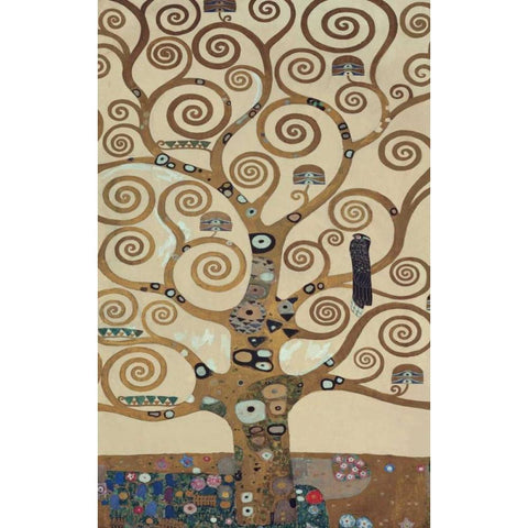 The Tree of Life Black Modern Wood Framed Art Print with Double Matting by Klimt, Gustav