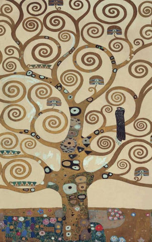 The Tree of Life White Modern Wood Framed Art Print with Double Matting by Klimt, Gustav