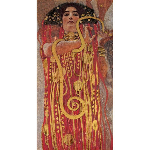 Hygieia White Modern Wood Framed Art Print by Klimt, Gustav