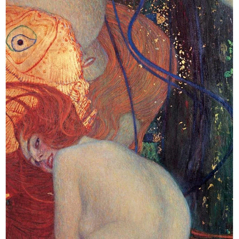 Goldfish White Modern Wood Framed Art Print by Klimt, Gustav