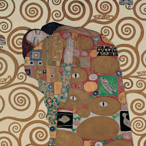 Fulfillment White Modern Wood Framed Art Print by Klimt, Gustav