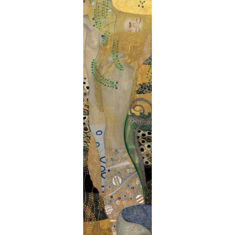 Sea Serpents I Black Modern Wood Framed Art Print with Double Matting by Klimt, Gustav