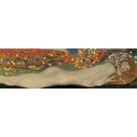 Sea Serpents III Black Modern Wood Framed Art Print with Double Matting by Klimt, Gustav