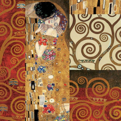 Klimt Details-The Kiss White Modern Wood Framed Art Print by Klimt, Gustav