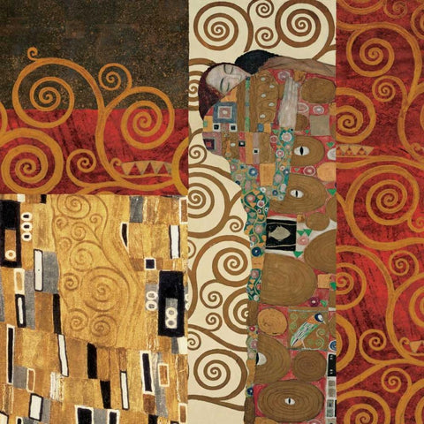 Klimt Details White Modern Wood Framed Art Print with Double Matting by Klimt, Gustav