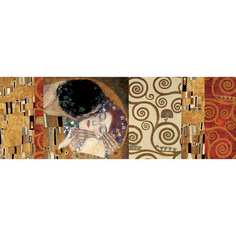 Klimt Deco-The Kiss Black Modern Wood Framed Art Print with Double Matting by Klimt, Gustav