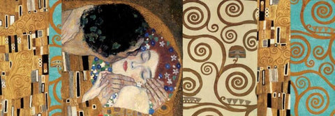 Klimt II 150th Anniversary - The Kiss Black Ornate Wood Framed Art Print with Double Matting by Klimt, Gustav