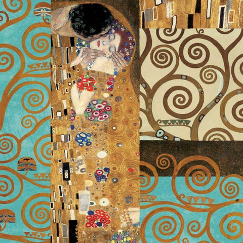 Klimt IV 150th Anniversary - The Kiss Black Ornate Wood Framed Art Print with Double Matting by Klimt, Gustav