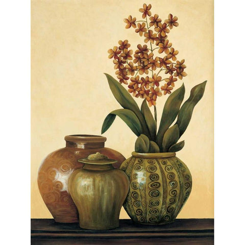 Still Life with Red Flowers Gold Ornate Wood Framed Art Print with Double Matting by Brighton, Grace