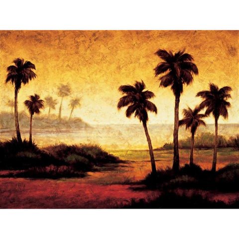 Sunset Palms II Black Modern Wood Framed Art Print with Double Matting by Williams, Gregory