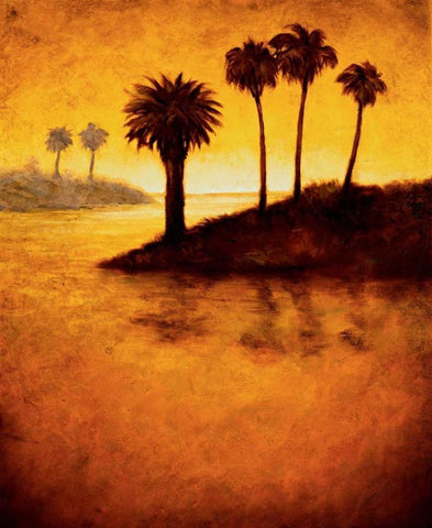 Lagoon I Black Ornate Wood Framed Art Print with Double Matting by Williams, Gregory