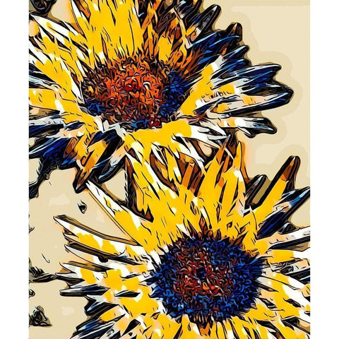Blue and Yellow Pop White Modern Wood Framed Art Print by Bannon, Heidi