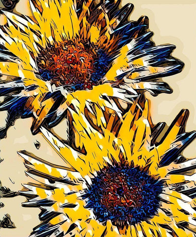 Blue and Yellow Pop White Modern Wood Framed Art Print with Double Matting by Bannon, Heidi