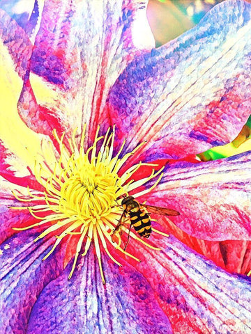 Happy Bee I Black Ornate Wood Framed Art Print with Double Matting by Bannon, Heidi