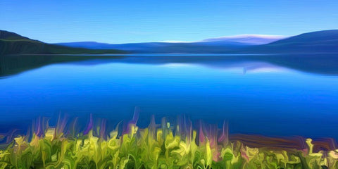 Norway Fjord Oil White Modern Wood Framed Art Print with Double Matting by Bannon, Heidi