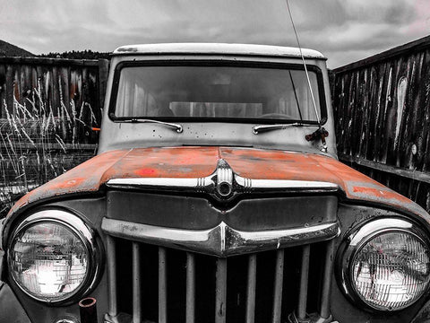 Willys front Rust White Modern Wood Framed Art Print with Double Matting by Bannon, Heidi