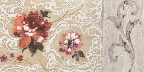 Fleurs Neoclassique II Black Ornate Wood Framed Art Print with Double Matting by Simon, Helene