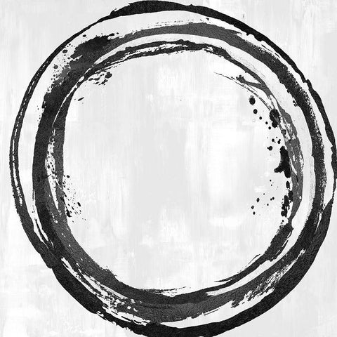 Circle Black I White Modern Wood Framed Art Print with Double Matting by Harris, Natalie