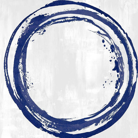 Circle Blue I White Modern Wood Framed Art Print with Double Matting by Harris, Natalie