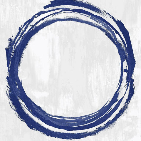 Circle Blue II White Modern Wood Framed Art Print with Double Matting by Harris, Natalie