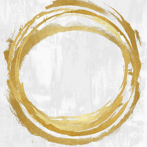 Circle Gold II White Modern Wood Framed Art Print with Double Matting by Harris, Natalie