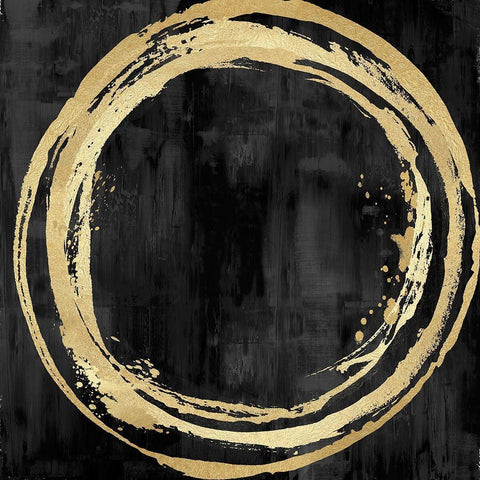 Circle Gold on Black I White Modern Wood Framed Art Print with Double Matting by Harris, Natalie