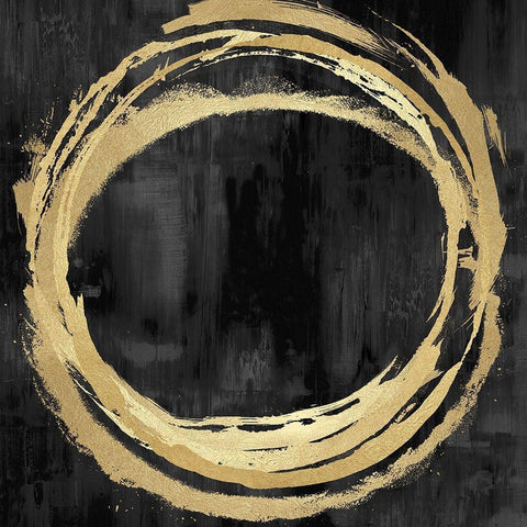 Circle Gold on Black II White Modern Wood Framed Art Print with Double Matting by Harris, Natalie