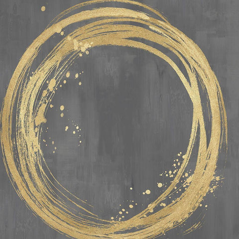 Circle Gold on Gray I Black Ornate Wood Framed Art Print with Double Matting by Harris, Natalie