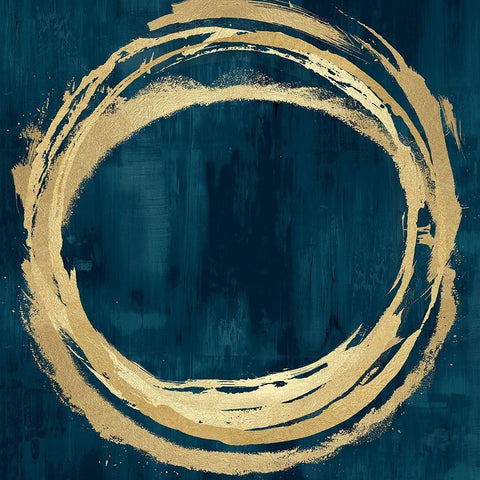 Circle Gold on Teal II Black Ornate Wood Framed Art Print with Double Matting by Harris, Natalie