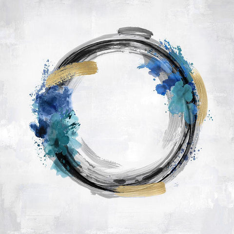 Circle Motion Blue I Black Modern Wood Framed Art Print with Double Matting by Harris, Natalie