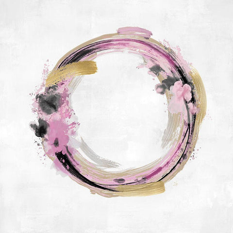Circle Motion Pink I Black Ornate Wood Framed Art Print with Double Matting by Harris, Natalie