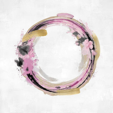 Circle Motion Pink I Black Modern Wood Framed Art Print by Harris, Natalie