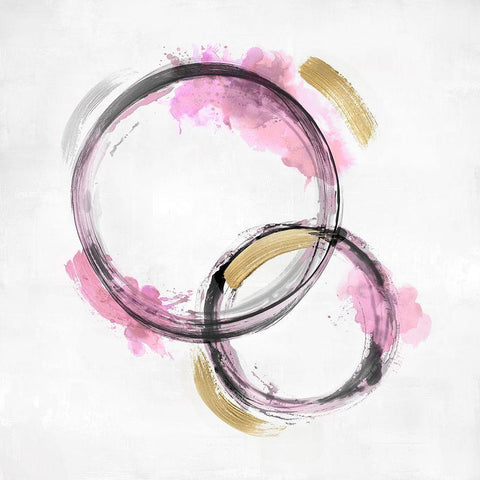 Circle Motion Pink II White Modern Wood Framed Art Print with Double Matting by Harris, Natalie