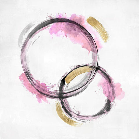 Circle Motion Pink II Black Modern Wood Framed Art Print by Harris, Natalie