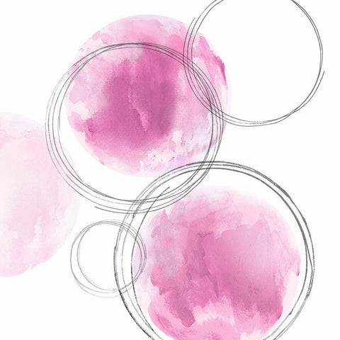 Circular Pink I Black Modern Wood Framed Art Print with Double Matting by Harris, Natalie