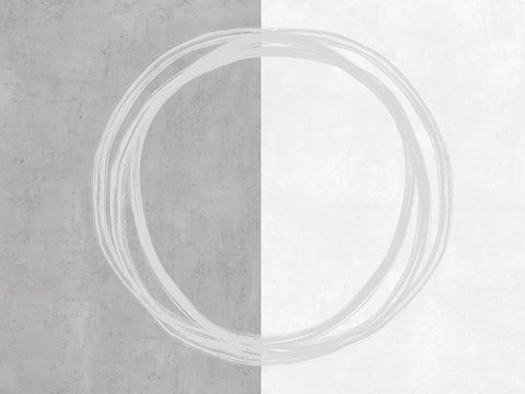 Circle Gray White Modern Wood Framed Art Print with Double Matting by Harris, Natalie